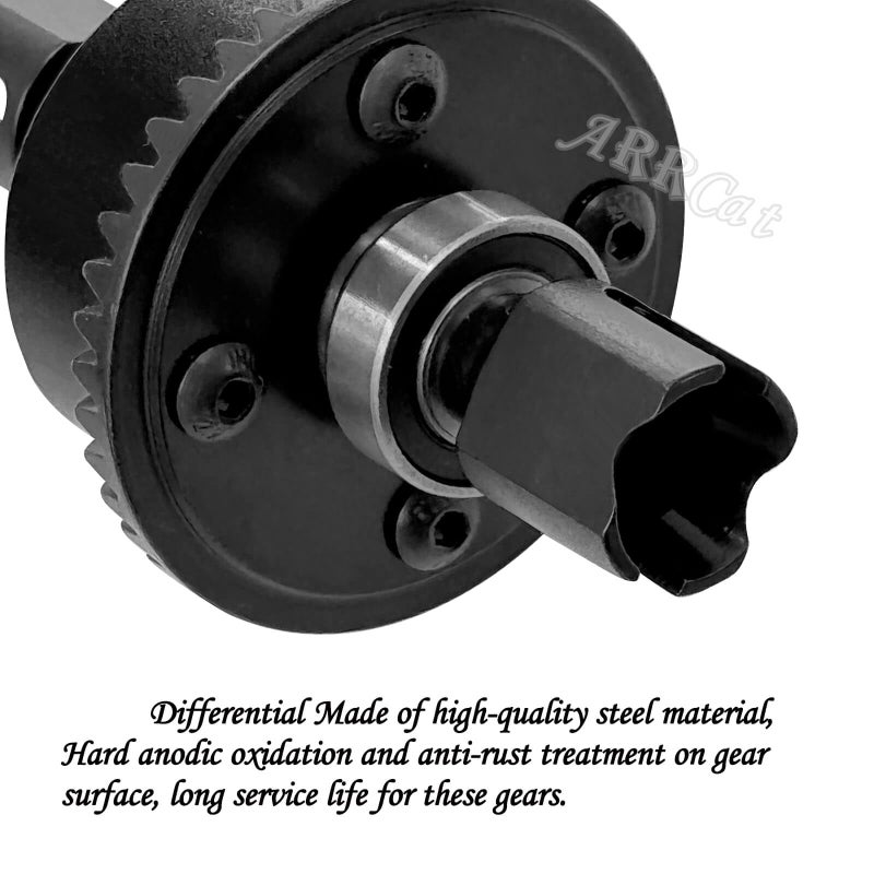 ARRCat 43T Differential & 10T Main Gear Upgrades Part for Arrma 1/7 Felony Limitless Infraction Fireteam Mojave 1/8 Typhon Notorious Kraton Outcast,Steel #45 Front & Rear Diff Set,Black - Image 5